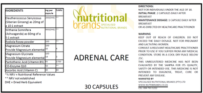 Adrenal Care (30 Caps @ R7.10 per cap)